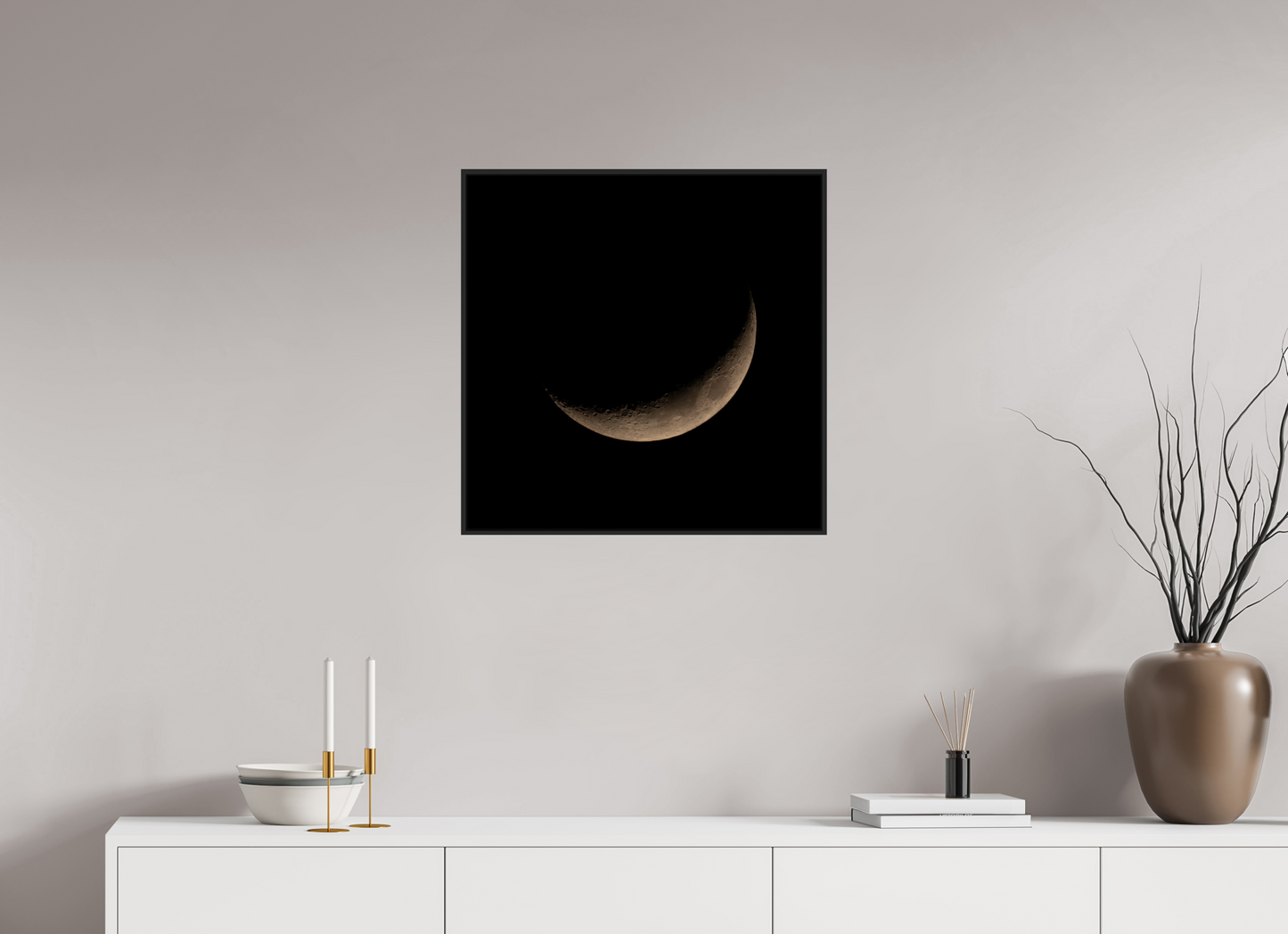 60 x 60 cm, Fotoafdruk onder acrylglas, frame Basel Zwarrt Mat Moon